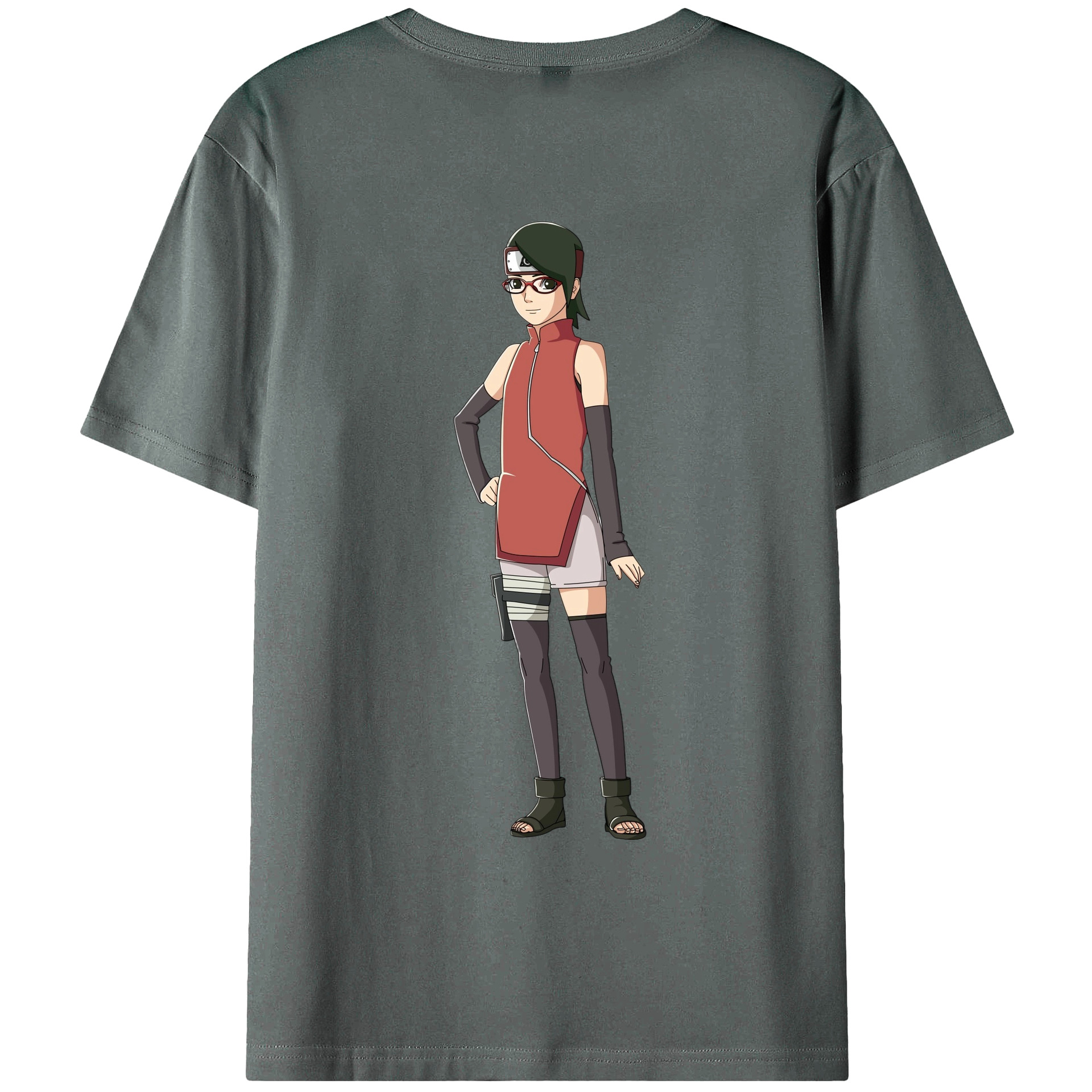 （画像用） NARUTO -ナルト- うちは サラダ Uchiha Sarada 綿100％ メンズ半袖Tシャツ（バックプリント） 通気性
